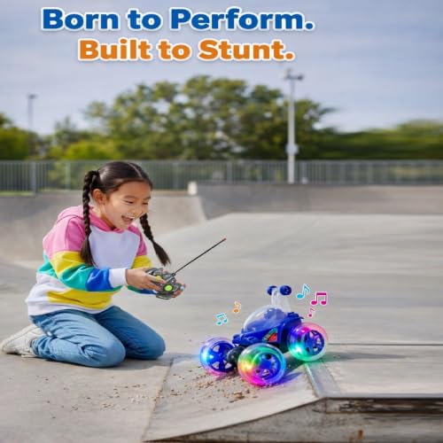 Image of RC Stunt Car Toy for Kids with 360 Rotation, Colorful Flashing Lights and Music-Multicolour