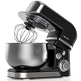 🧁 [LEISTUNGSFÄHIGER MOTOR MIT 6-GESCHWINDIGKEIT]: 1000 W-Motor und robustes ABS-Gehäuse machen den Prozess gründlich und schnell. 6-Gang-Optionen von niedrig bis hoch, mit präziser Steuerung und planetarischer Mischwirkung bei jeder Einstellung, die alle Ihre Anforderungen an die Zubereitung von Speisen erfüllen und jedes Mal einen perfekten und professionellen Mischeffekt gewährleisten.