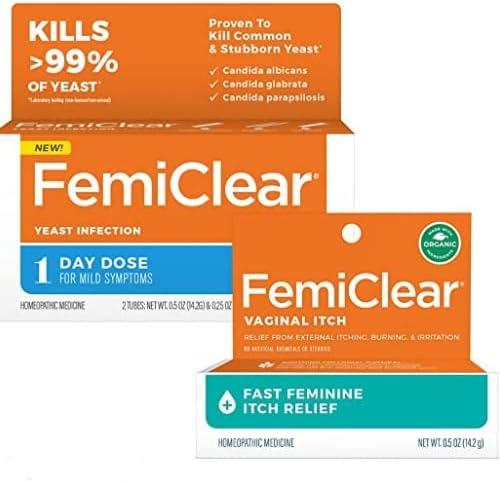 FemiClear 1-Day Yeast Infection Treatment & Vaginal Itch Relief Ointment - Fast Relief Bundle (Pack of 2)