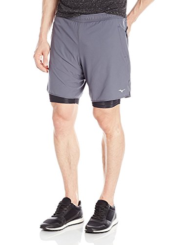Short Mizuno Running Kyori 2-en-1 gris turbulence homme taille XXL