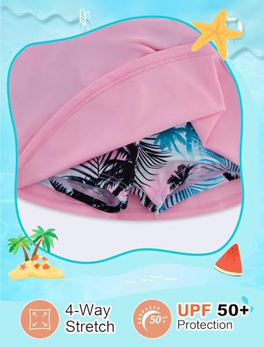 Kids' Swimwear Rash Guard for Girls Swimsuit Size 6 Long Sleeves Swim Shirt Sun Protection Pink — view 3