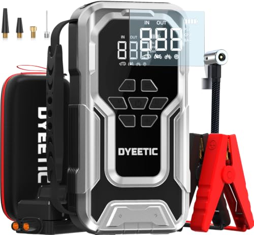Arrancador de Batería de Coche 8000A con compresor 150PSI, 12V Jump Starter Batería Booster Externa para All Gasolina o 12L Diesel, 18W Carga rápida con Cable de Arranque