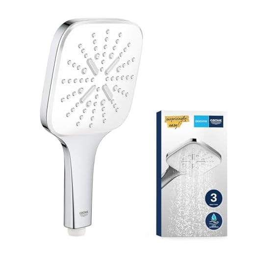 GROHE Vitalio SmartActive 130 Cube, Duschkopf wassersparend, 9l pro Min (Handbrause mit 3 Strahlarten, Antikalk-System, Universalanschluss passend zu Standard-Duschschläuchen), chrom, 26595000