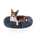 Woof & Whiskers Donut Dog Bed Dark Grey Medium 70cm – Calming Round Plush Pet Bed for Dogs & Cats | Anti-Anxiety Cuddler Bed, Non-Slip Base, Soft, Machine Washable (Dark Grey, 70cm)