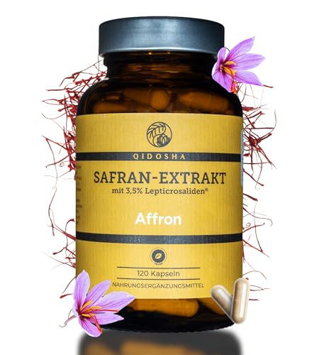 Bild: QIDOSHA� Safran Kapseln AFFRON� 30 mg ? 120 Kapseln, Safran Extrakt standardisiert auf Safranal & Crocin, klinisch erforscht, im Apothekerglas & vegan f�r 23,85 EUR bei amazon.de