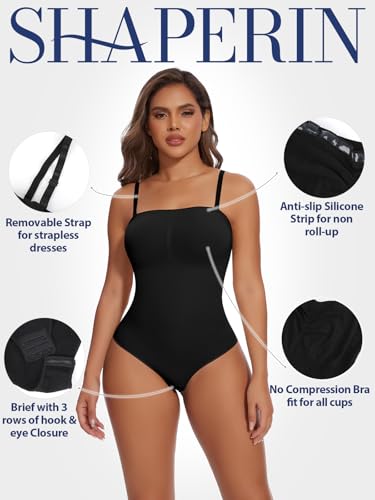 SHAPERIN Strapless Shapewear Women Tummy Control Bodysuit Seamless One Piece Body Suit Shaper Tube Tops Sexy Leotard2