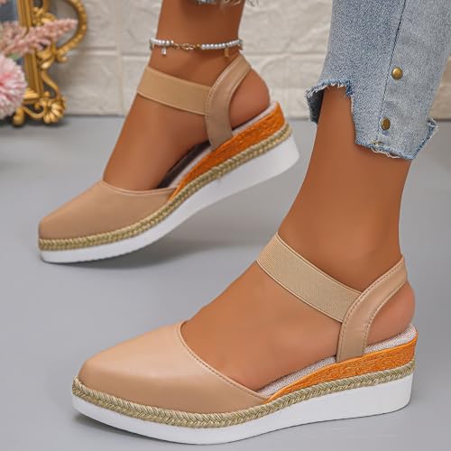 Espadrilles plates à bout fermé pour femme, chaussures décontractées légères kaki - 3