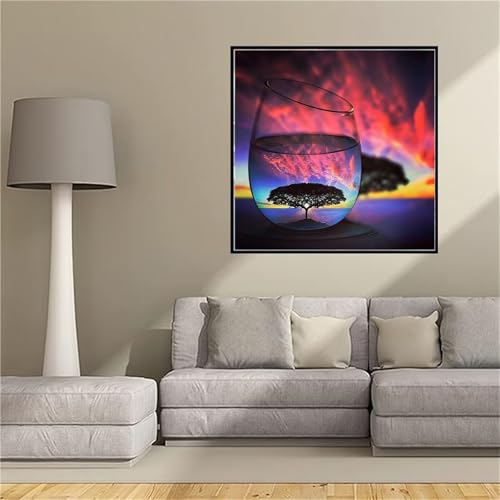 Kit Point De Croix Diamond Painting paysage bouteille cadeau DIY