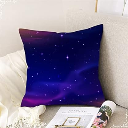 Dsnyu Kissenbezug Boho, Sternenhimmel-Muster Dekokissen 40x40, Dunkelblau Lila Kissenbezug Polyester Deko für Couch – Bild 4