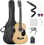 VEVOR Dreadnought Acoustic Guitar, 36 in, 6-String Natural Solid Top Guitar, Portable Bundle with Gig Bag, Tuner, Strap, Steel Strings, Picks, Capo, Rosewood Fingerboard, for Beginner Teen Small Hands