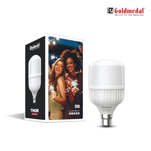 Image of Goldmedal Thor 23W B22 Base LED Bulb - Cool Daylight (6500k) | Energy Efficient | 230 Degree Light Coverage | Surge Protection up to 4KV | Rated Life 15000 Hrs | for Home & Office |Pack of 20