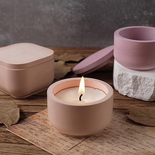 image for kickmove 2 Sizes Candle Jar Molds, Silicone Concrete Molds for Candle 