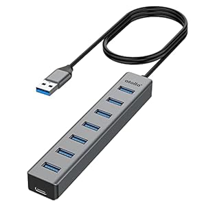atolla Hub USB 3.0, 7 Puertos Multi USB Hub de Aluminio, Cable de Extensión de 1m Adaptador USB para PC, Portátil, Macbook Pro y más