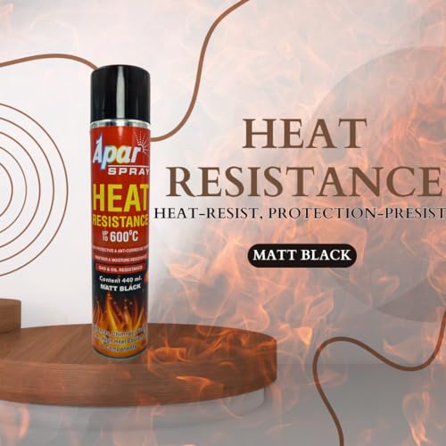 Image of APAR High Heat Resistant Spray Paint MATT BLACK (upto 600C) -440 ml, For silencer, boiler,chimneys etc (HR Matt Black)