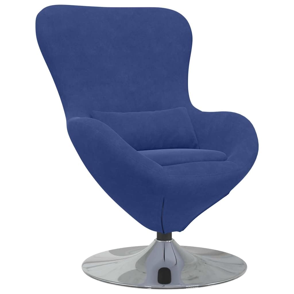 vidaXL Sillón Huevo Azul Policía Terciopelo, Silla de salón Moderna, Asientos Elegantes, Terciopelo, cómodos, Forma de Huevo, giratoria para Relajarse en casa