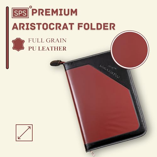 Image of SPS PU Leather 36-Pocket A4 File Organizer - Professional Document Holder for Certificates, Legal Documents, Home, Office, School Use (Maroon)