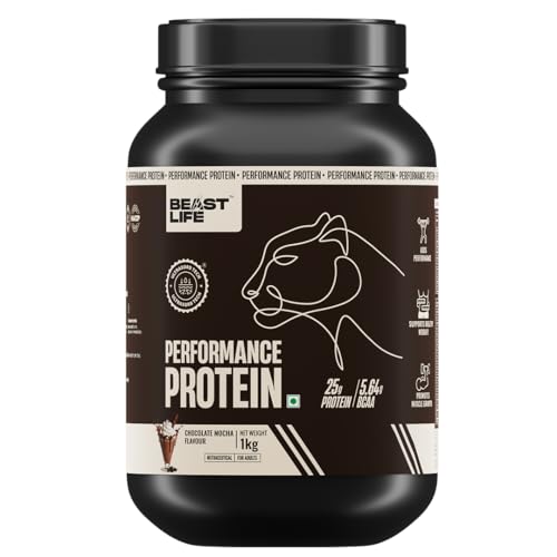 Image of BeastLife Performance Yeast Protein Powder | 25g Protein | Chocolate Mocha Flavour|NABL Lab Certified | High Absorption for Muscle Growth |Smooth & Light, Easy to Digest with Ultrasorb Tech|5.64g BCAA | Best For Gut | Beta Glucan | Improves Immune Function | 1 Kg