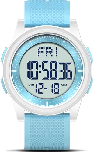 WIFORT Reloj digital para hombre y mujer, 5 ATM, resistente al agua, reloj deportivo con alarma, cronómetro, cuenta regresiva, zona horaria dual, ultradelgado, pantalla panorámica, reloj digital para WIFORT Reloj digital para hombre y mujer, 5 ATM, resistente al agua, reloj deportivo con alarma, cronómetro, cuenta regresiva, zona horaria dual, ultradelgado, pantalla panorámica, reloj digital para