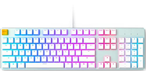 GLORIOUS Custom Gaming Keyboard - GMMK 100% Percent Full Size - USB Wired Mechanical Keyboard - RGB Hot Swappable Switches & Keycaps - Silver/White Metal Top Plate by GLORIOUS - Used condition - US$62.06