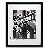 The Display Guys 20x24 Inch Matte Black Solid Pine Wood Photo Frame, Tempered Glass, Luxury Made Affordable, With 2pcs White Core Mat Boards for 16x20 Picture + Picture Collage Mat Board