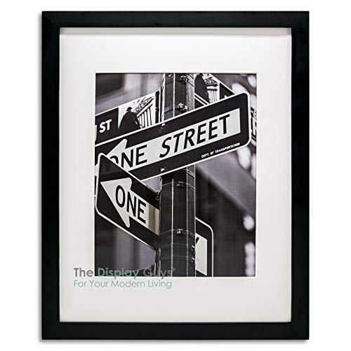 TheDisplayGuys 20x24 Solid Pine Wood Picture Frame matted to 16x20 w. Tempered Glass (Black) + Ivory Collage Mat for 9 Photos