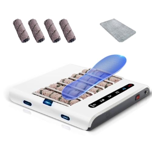 DOJOEUU Machine de Nettoyage Automatique de Semelles, Nettoyeur de Chaussures Domestique avec 5 brosses et Tapis de Sol, cireuse à Chaussures Rechargeable, Aspiration puissante de 1000 PA