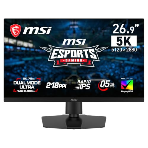 MSI ゲーミングモニター MAG 271KPD7 26.9インチ/5K UHD（5,120 × 2,880）/RAPID IPS/75Hz（WQHD設定時：300Hz）/0.5ms（GTG、最小値）/デュアルモードウルトラ/FreeSync Premium/DisplayHDR 400/KVMスイッチ/HDMI2.1/DP1.4a/AIビジョン/24.5インチモード/メーカー3年保証 (B0HK2MM71N) Amazon価格推移・価格追跡