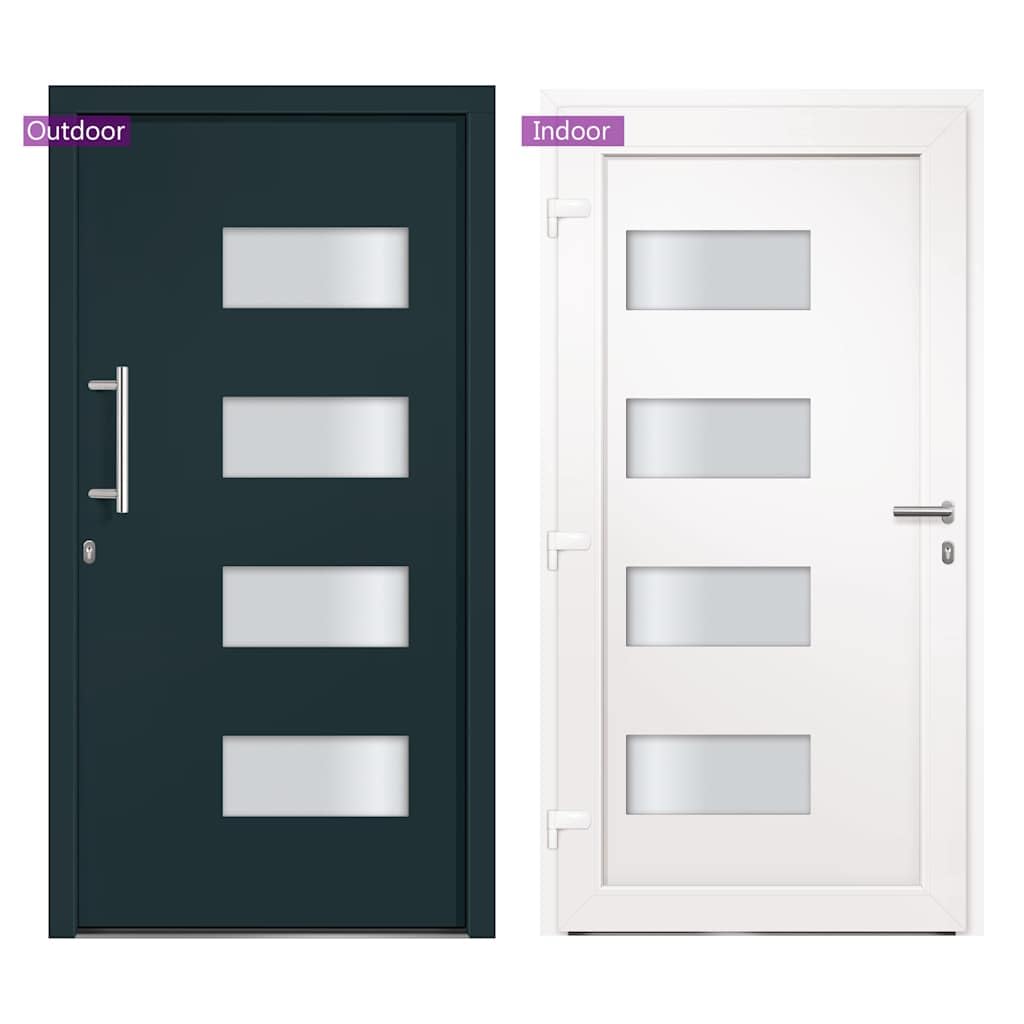 Drzwi wejściowe Aluminium PVC Antracytowe 110x210 cm z izolowaną szybą