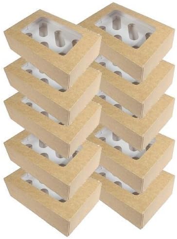 10x Kraft Brown Cupcake Boxes - 6 Holes