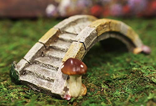 Ebros Enchanted Whimsical Fairy Cottage Garden Miniature Stone Bridge With Toadstool Mushroom Figurine 7.25" Long Mini Whimsical Gardens Diy Elves Pixies Fairies Indoors Outdoors Decorative Accessory #TOP19