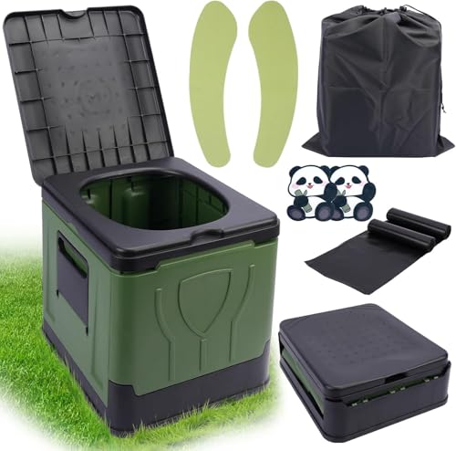 TOSUTO Toilette da Campeggio Pieghevole,WC Portatile Max 150 kg,Gabinetto Mobile Adulti Pieghevole,Cesso Portatiles per Camper,Viaggi,Emergenza,Bagno Esterno Compatto