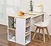 HOMYLIN Tables de Salle à Manger, Table Bar avec Rangements, Table de Petit déjeuner, Blanc et Chêne, 120 x 60 x 75 cm