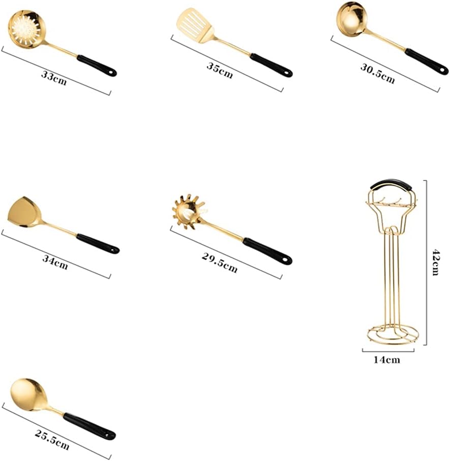 Cooking Utensil Set Nordic Luxury Cookingware Set for Dishwasher Non-Stick Pan 6 Pcs Kitchen Utensils Set Kitchen Gadgets Tools Set (Color : A) (Black)