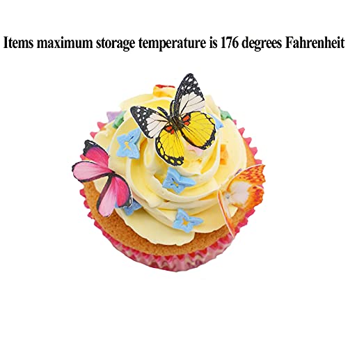GEORLD 48 Piece 1.77" Edible Cake & Cupcake Toppers Butterflies Mixed Colour With Antenna