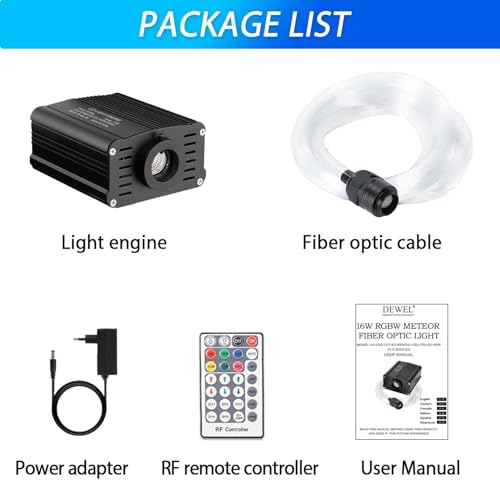 Luce in Fibra Ottica, 16W RGBW Cielo Stellato, 450 pz*0.75mm*2m LED per Casa/Auto, Telecomando a 28 Tasti/Starry Sky Plafoniere Kit per Soffitto Room Decor - Illuminazione - Immagine 6