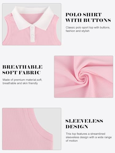 Bezioner Girls Polo Shirts Sleeveless Tennis T-Shirts Collared Golf Shirt Athletic Tank Tops for Gym Workout Running4