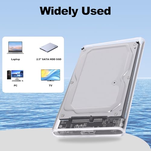 Caja externa para disco duro SATA 2.5" USB 3.0 transparente miniatura 7