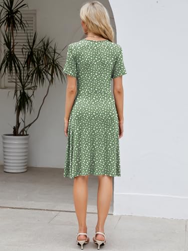 Image of Naggoo Womens Summer Dresses for Women 2026 Spring Floral Sundress Short Sleeve V Neck Wrap Dress with Pockets