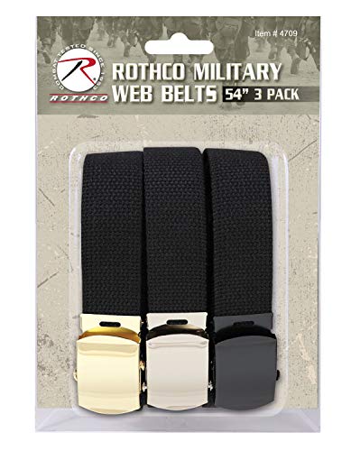Rothco 54 Inch Military Web Belts in 3 Pack, Black