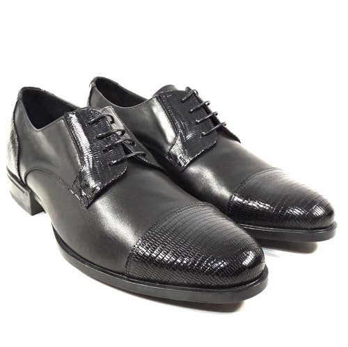 Men's Black Soft Leather Oxford Lace-Up Dress Shoes, Woven Accents3