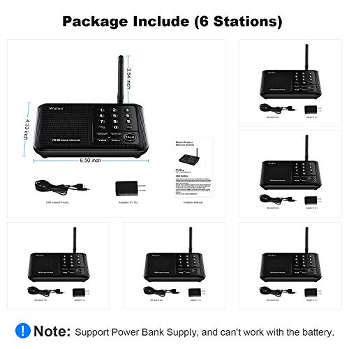Wuloo Intercoms Wireless For Home 5280 Feet Range 10 Channel 3 Code, Wireless Intercom System For Home House Business Office, Room To Room Intercom, Home Communication System (6 Packs, Black) #TOP6