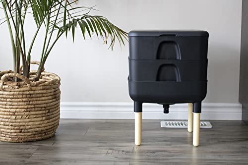 Image of FCMP Outdoor - The Essential Living Composter, 2-Tray Worm Vermicomposter Bin (HF-LC4000v2-BLK) Black