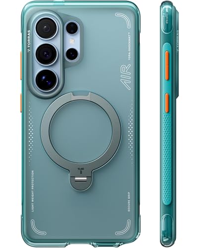 Image of TORRAS Ostand Q3 Air Original for S26 Ultra Case, 360 Magnetic Stand, MagSafe Compatible, Airbag Mil-Grade Drop Tested, Shockproof Galaxy S26 Ultra Back Cover, Glacier Sprint