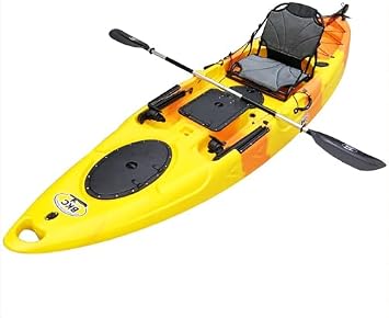 BKC RA220 11.5 ft Angler Sit-on-Top Fishing Kayak with Rudder | Rudder steering, upright aluminum frame chair, paddle included, rod holders, dry storage, stable 11.5 ft solo hull