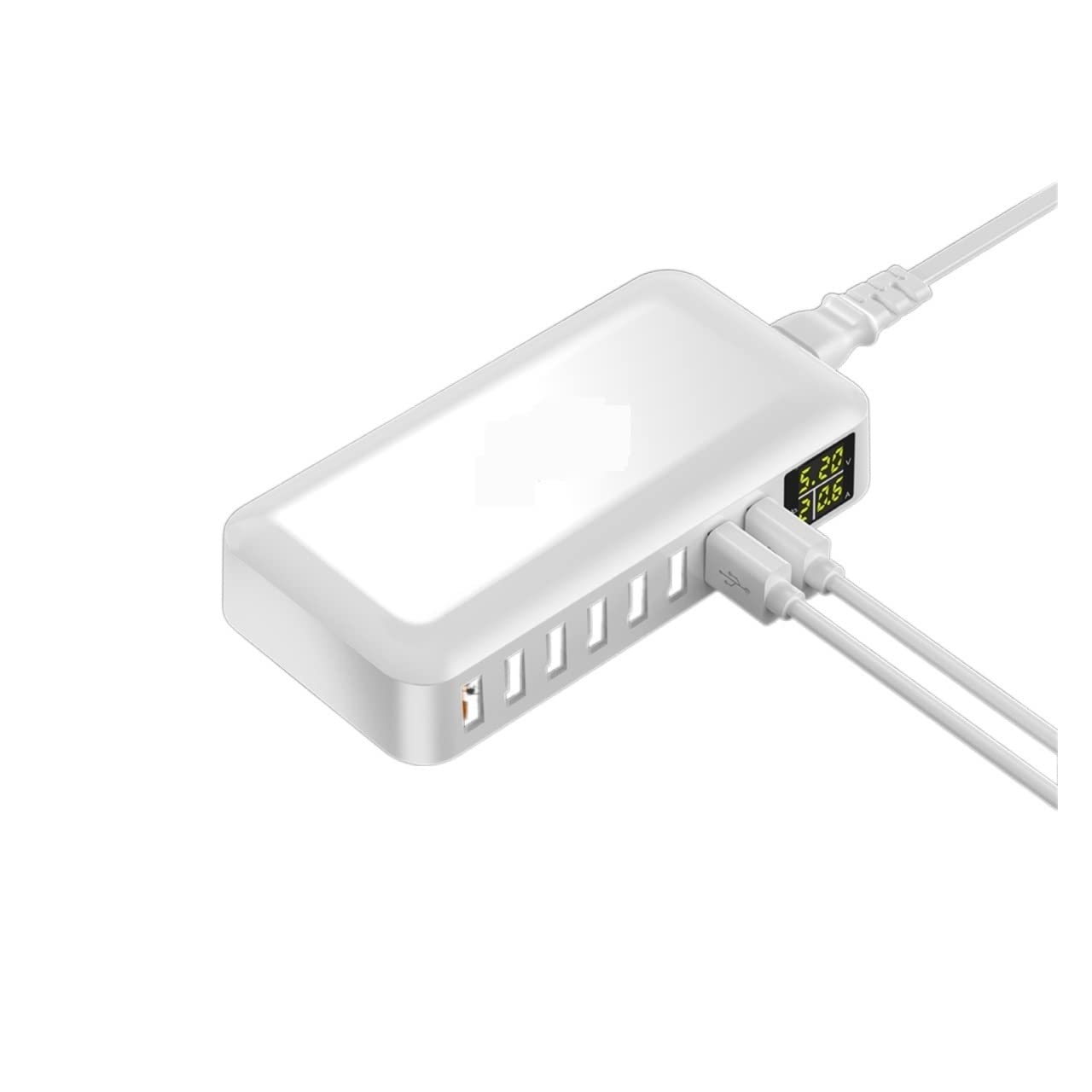 Caricabatterie rapido a 8 Porte 60W QC3.0 con Stazione di Ricarica for Cavo, Tecnologia rilevamento Automatico a Rapida, for Tablet Smartphone, Uso Domestico Caricabatterie Sicuro