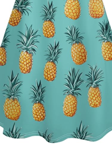 Image of DRESSFO Matchable Couples' Outfit Tropical Leaf Pineapple Print Button-up Shirt Or Strappy Dress