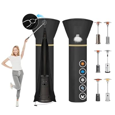 Patio Heater Covers, Heavy Duty 900D Outdoor Heater Covers Waterproof with Air Vent and Zipper, Push Rod Easy to Cover, Heater Cover for Standing Heater, Fits for East Oak, Fire Sense,Hampton Bay