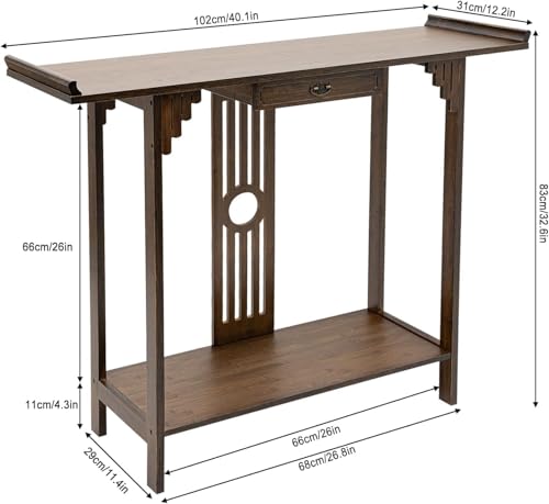 Mesa consola delgada para sala de estar mueble recibidor estrecho de bambú 3