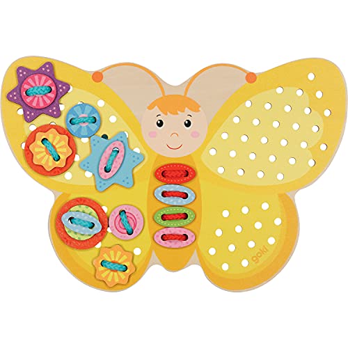 goki XXL Fädelschmetterling Fädelspiel zur Förderung der Feinmotorik