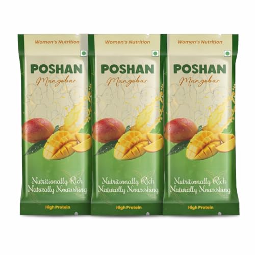 Image of POSHAN Women's Nutrition Mango Protein Bar, 40 g | 8g Protein with 4G Fiber |No Added Sugar, 100% Vegetarian & Gluten-Free| Made with Dates, Ragi and Superfoods|No Trans Fat |Pack of 3